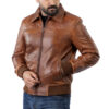 Distressed Brown Biker Leather Jacket